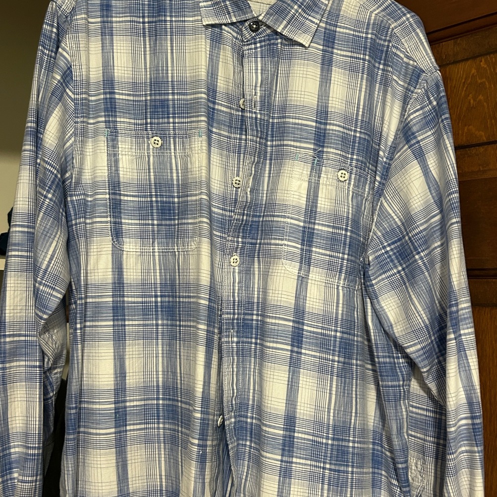 Tommy Bahama Blue and White Checkered Shirt